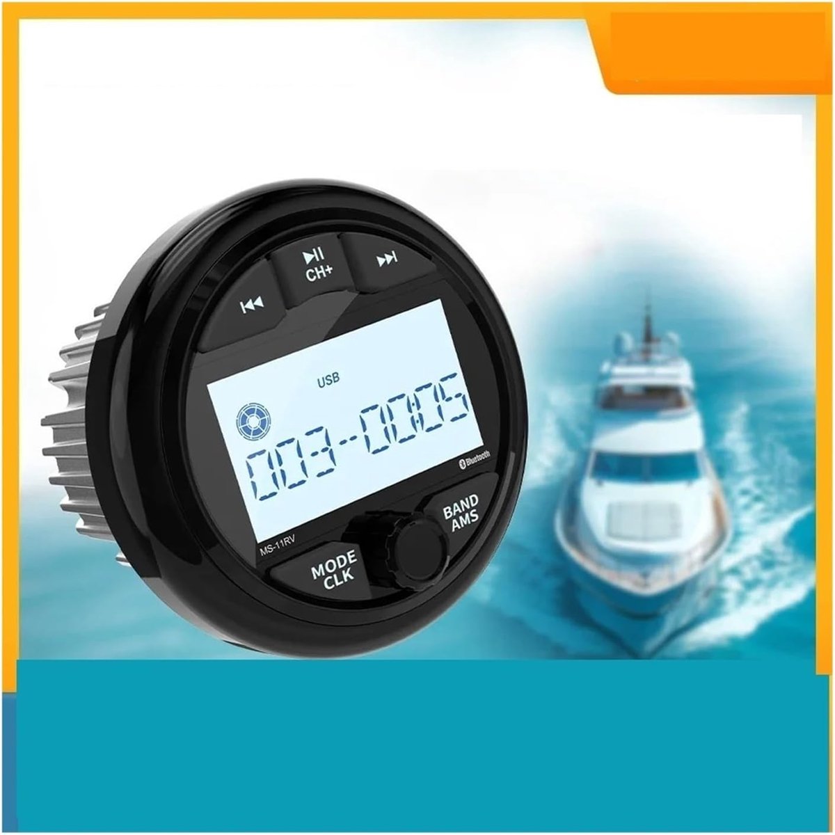 Boot Radio - Maritieme Stereo - Muziek Luisteren Buiten - IPX5 Waterdicht Ontwerp - 50W Vermogen - Zwart