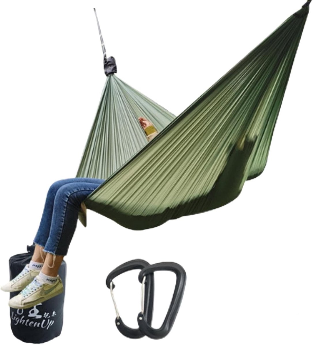 Kampeerhangmat - Buitenbed Tuinstoel - Ontspannen in de natuur - Lichtgewicht en compact - 270 x 140 cm - Geel