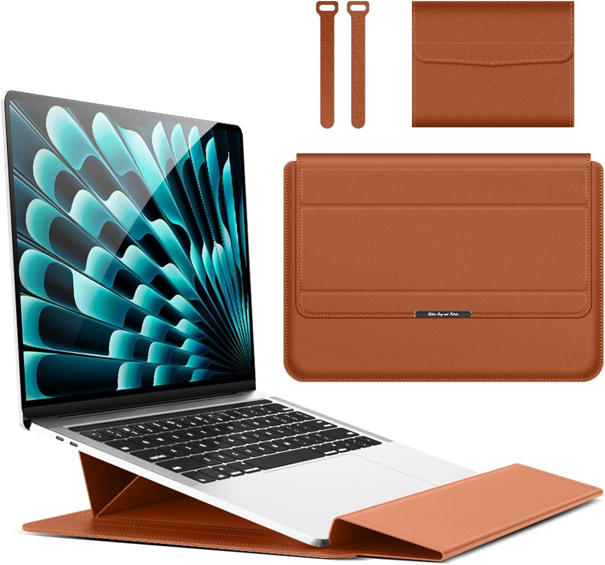 SnelShoppen - 13-14 Inch Laptop Sleeve Bag met Standfunctie voor MacBook Air & Pro - Bruin - Waterafstotend, Geschikt voor 2010-2024, Ideaal voor Thui