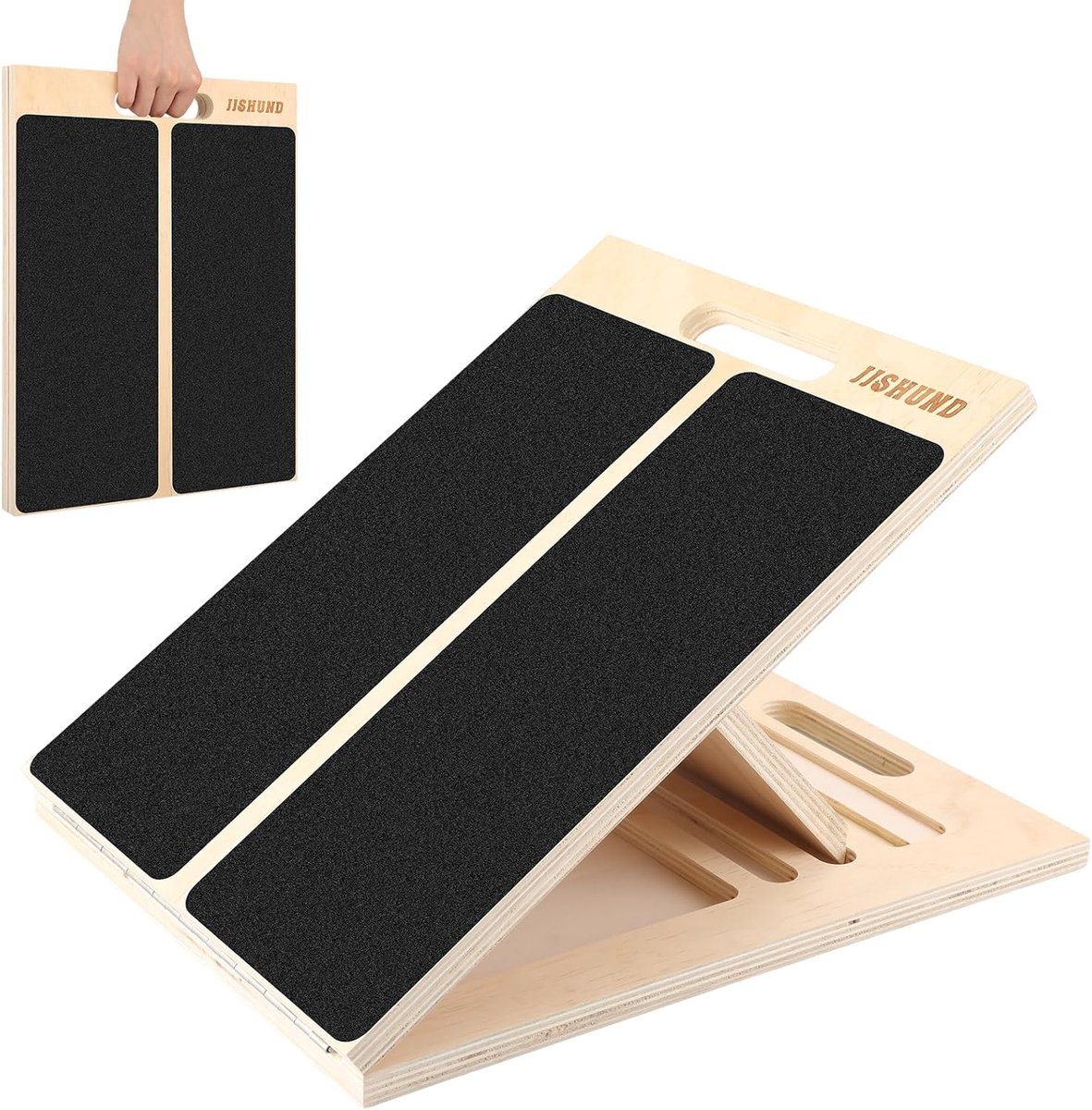 SnelShoppen - Verstelbare houten kuitstrekker, slant shelf voor kuitstretching, portable stretch board voor squats, leg, knieën, hiel, enkel, 15.5 inc