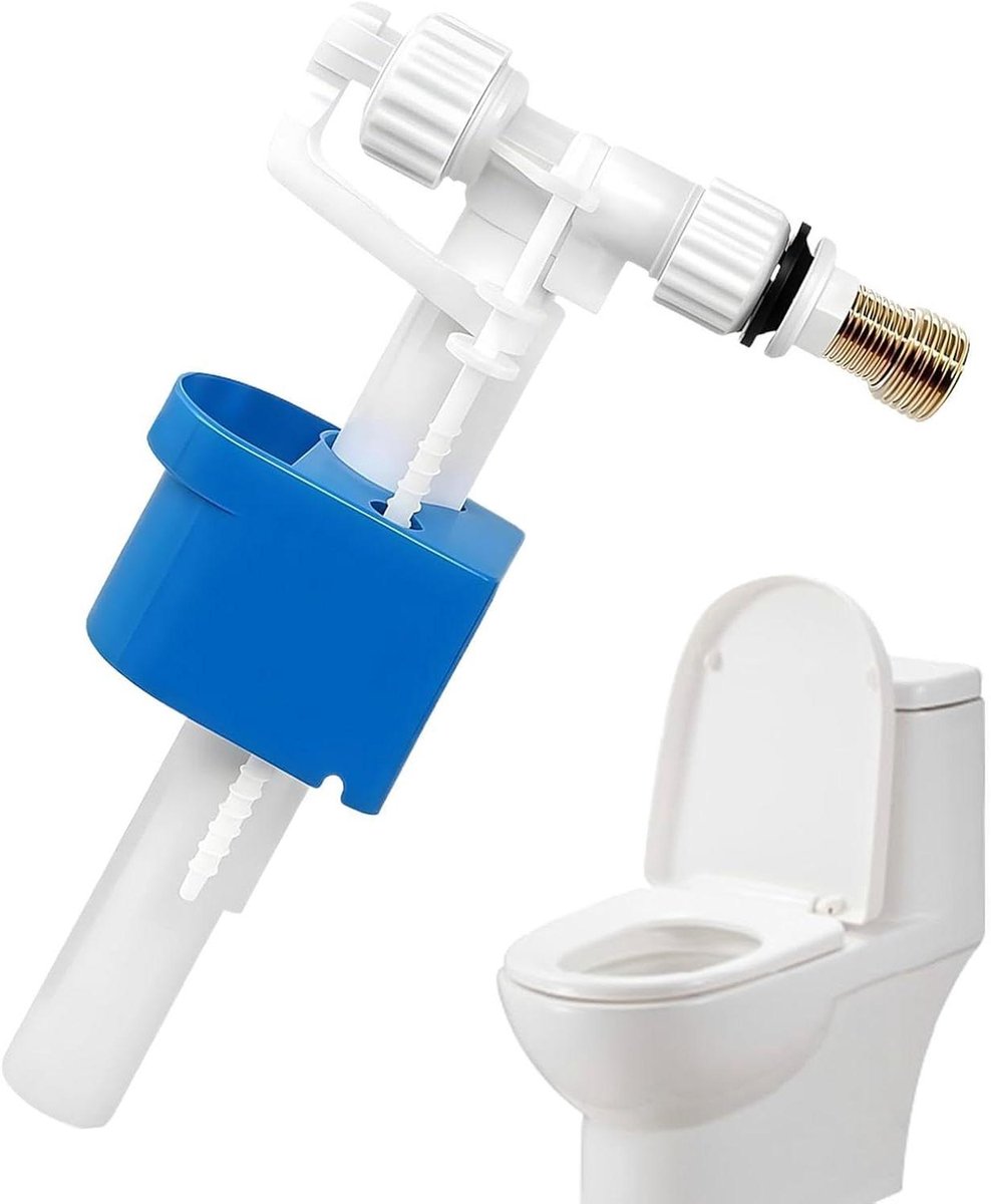 Toilet Vulklep Vervangingsset - Toilettank Klep - Lekvrij Werken - Messing Schroefdraadadapter - 30 x 15 x 7 cm - Wit
