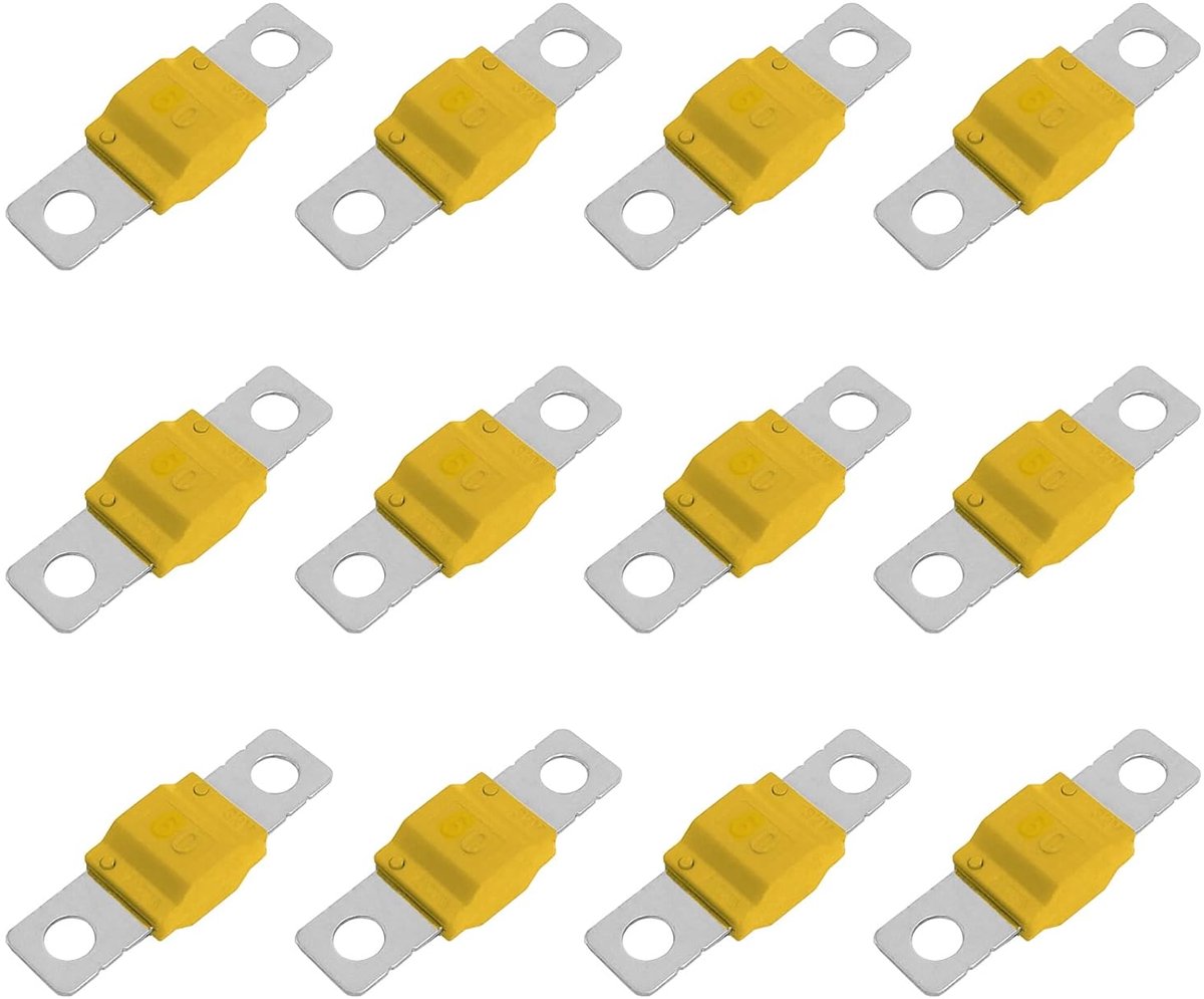 Midi Fuse 60A - Vervangingsset 12X - Geel - Voor veilige stroombeveiliging - ShopVlot