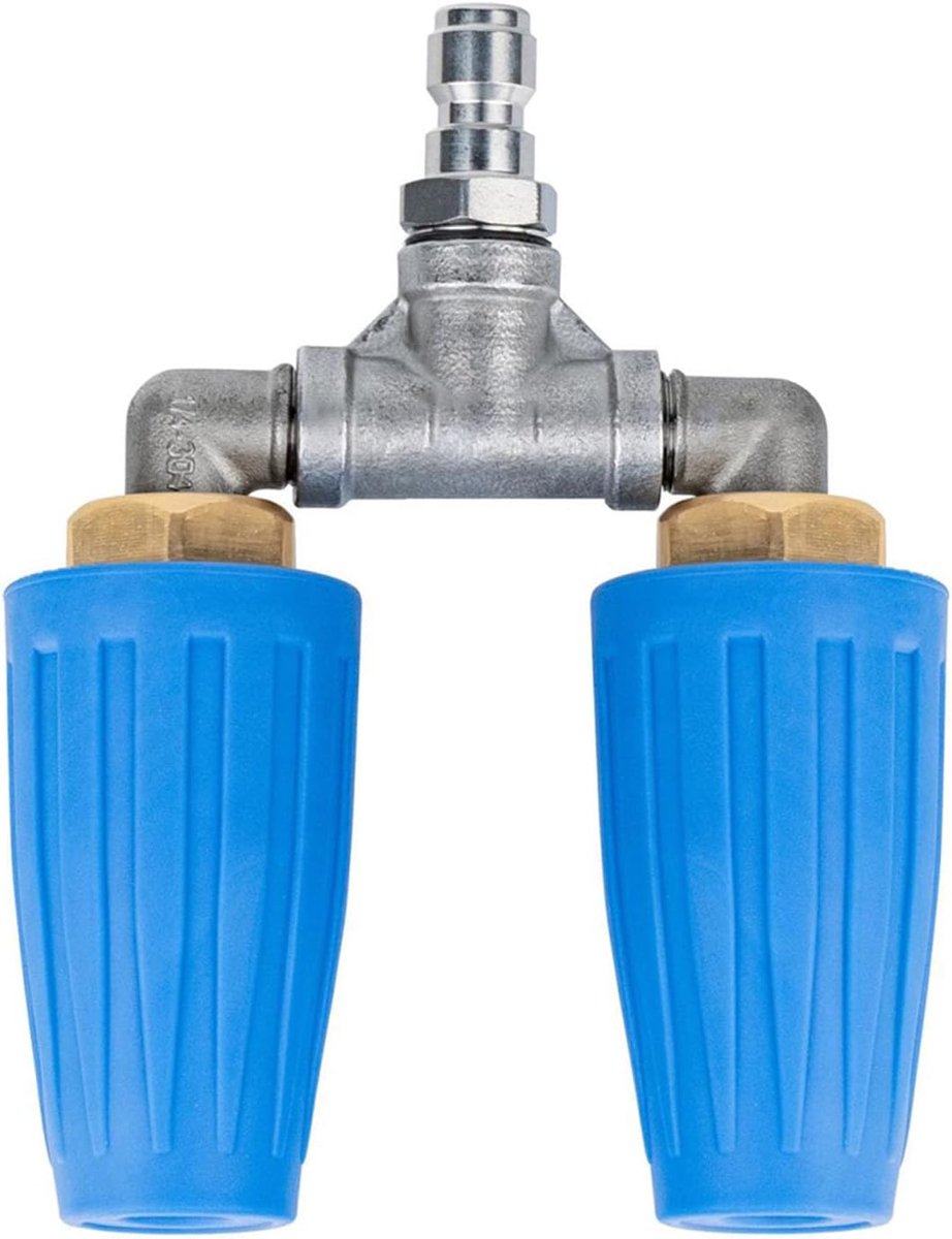 SnelShoppen - 4000 PSI Dubbele Turbo Spuitmond, Messing Keramiek 1/4 Inch Snelsluiting, 2mm Gat, Voor 4 Tot 6 GPM Hoogdrukreiniger Rotatiepunt