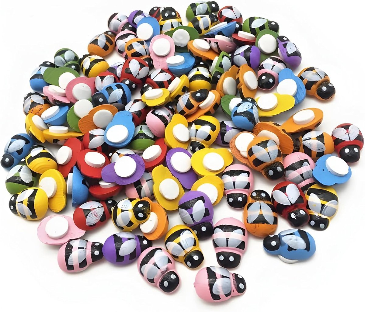 Houten bijen, houten lieveheersbeestje, 9 x 13 mm, mini doe-het-zelf handwerk, om te knutselen, ornament set voor poppenhuis, koelkast/muurstickers