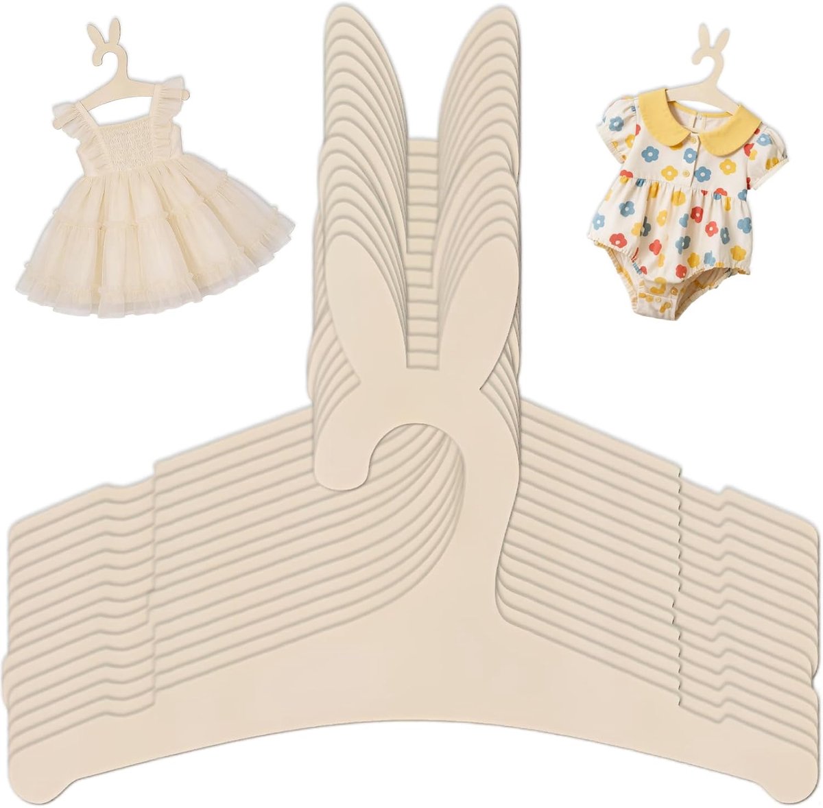 Kleerhangers voor baby's in schattige konijnenvorm, kinderkleerhangers met antislip design, ideaal voor opslag en knutselen, perfect cadeau voor baby's (15,5 x 22,7 cm)