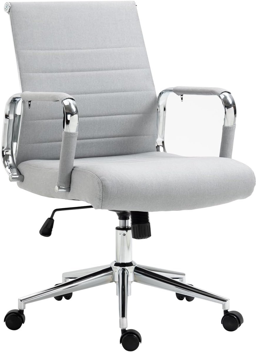 Elegance Comfort Bureaustoel, draaistoel, directiestoel, stoffen bekleding, lichtgrijs