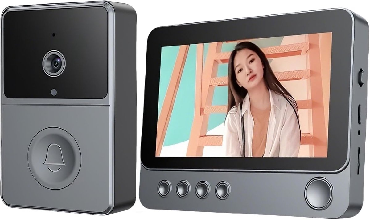 SnelShoppen - Draadloze video deurbel met 1080p camera, eenvoudig te installeren, ideaal voor thuis, met nachtzicht, bewegingsdetectie en smartphone c
