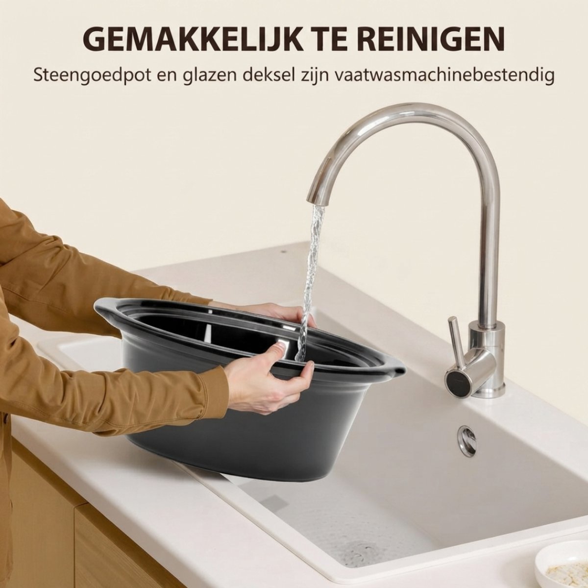 Slowcooker - Warmhoudfunctie - Keramische Binnenpan - Rood - 24cm x 31cm x 18cm – foto 6