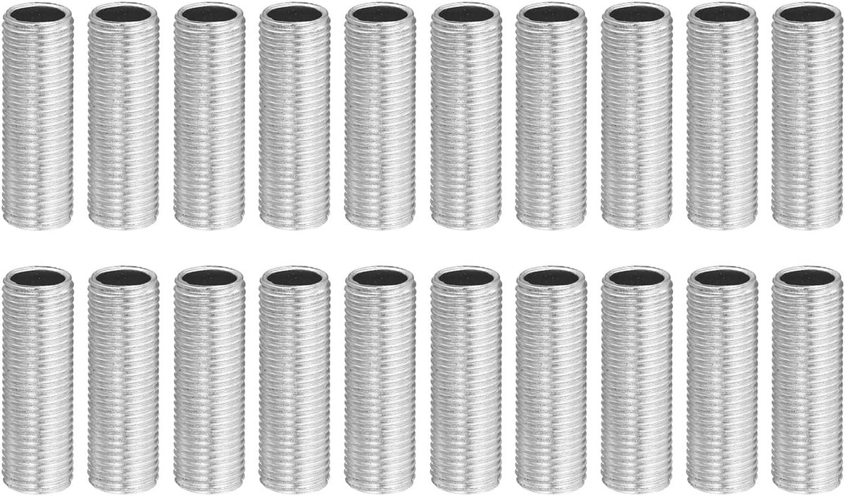 20 mondstukken voor lampbuizen, 3 cm, schroefdraadlengte M10, schroefdraadhelling 1 mm, vervanging voor verzinkte buizen, ideaal voor verlichtingsapparaten