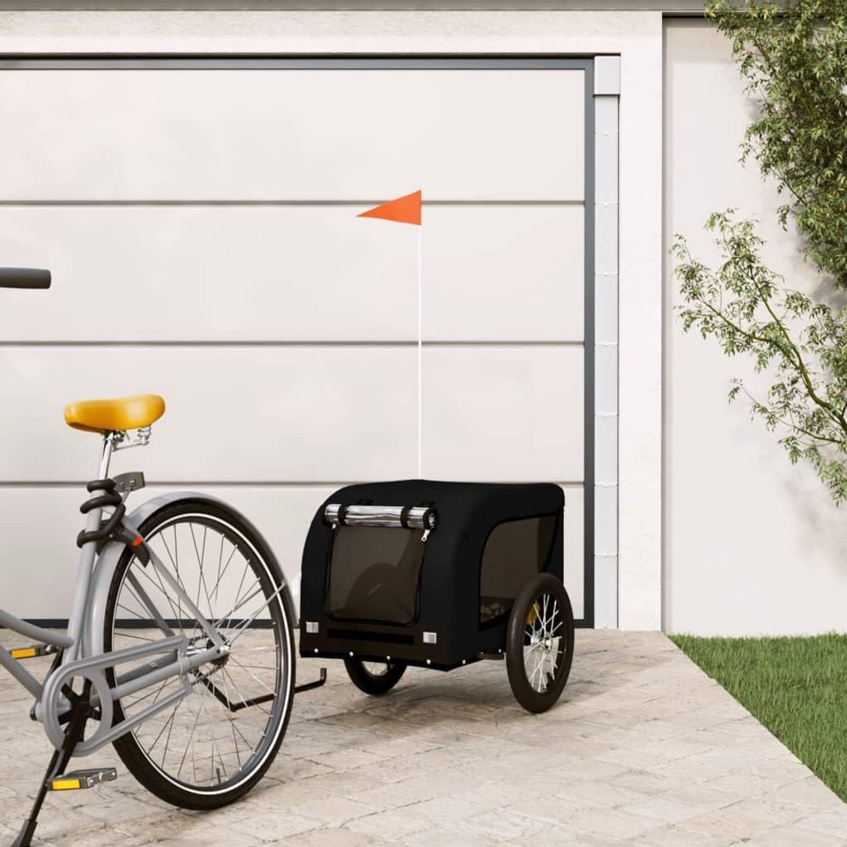 Fietskar Hond - Hondenkar Aanhanger - Veilig Vervoeren - Robuust IJzeren Frame - 124x65x66 cm - Zwart