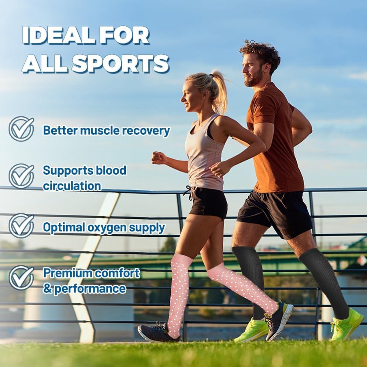 6 paar compressiesokken voor mannen en vrouwen, 15-20 mmHg compressiekousen, professionele ondersteuning, compressiekousen voor atletiek, hardlopen, vliegreizen (L/XL)