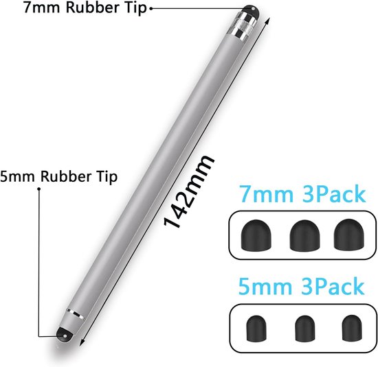 Tabletpen voor alle tablets, 2-in-1 touchscreen-pen, rubberen stylus touchpen voor iPhone iPad Pro Mini, Samsung Galaxy Surface Huawei Lenovo, enz. — afbeelding 2