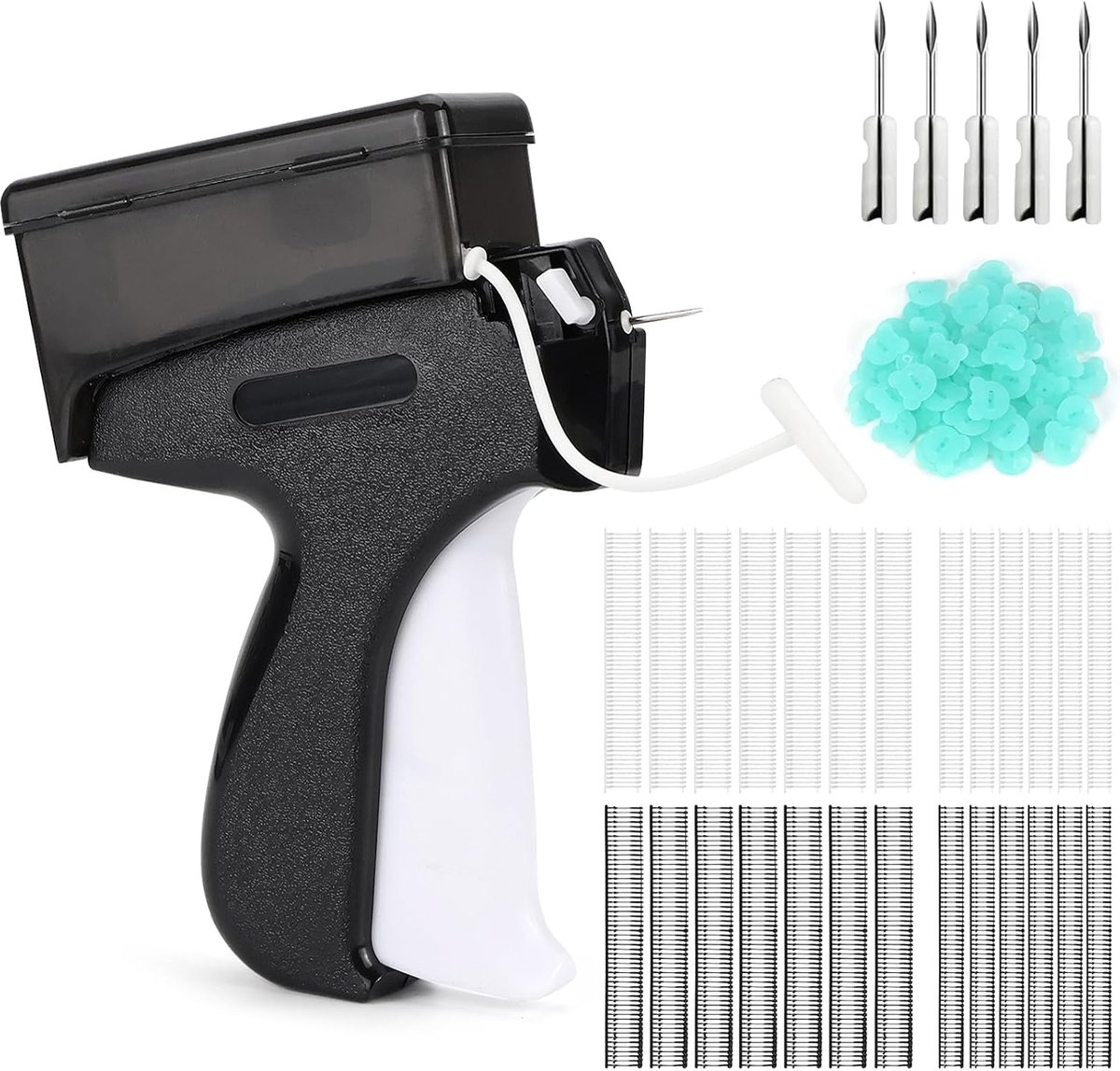 Etiketteerpistool, set Micro Stitch Gun, nietpistool, Stitchy Quick Clothing Fixer met 5 reservenaalden en 3000 plastic naalden, voor rok, hemd, jeans (zwart)