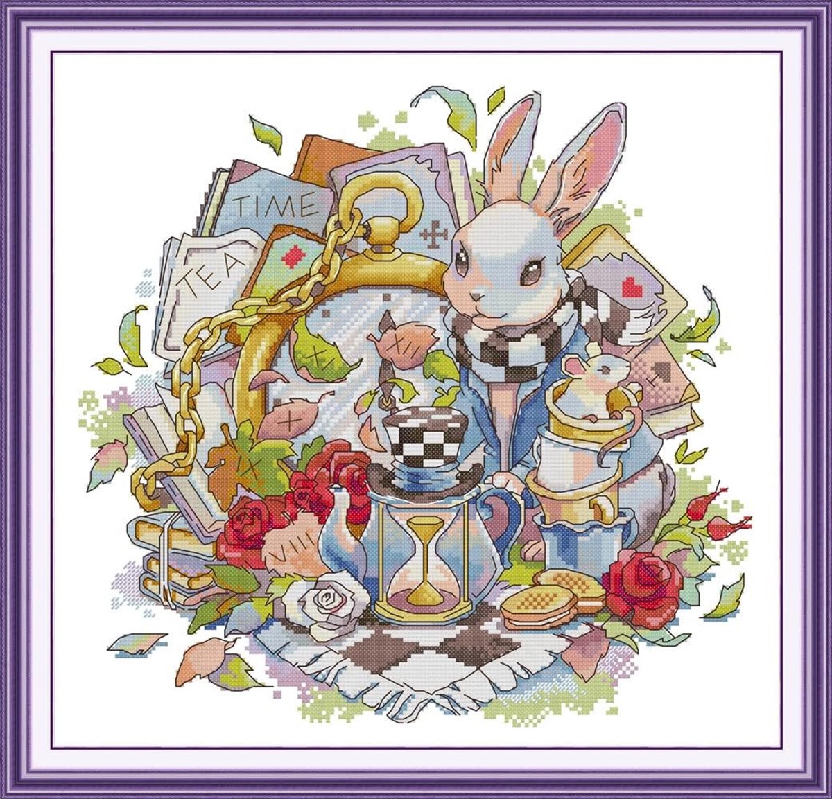 Kits Alice in Wonderland voor volwassenen voorbedrukt of niet, doe-het-zelf 14 Count borduurwerk naaien starterkit gestempeld of ongestempeld DMC-handwerken Easy Beginners (niet
