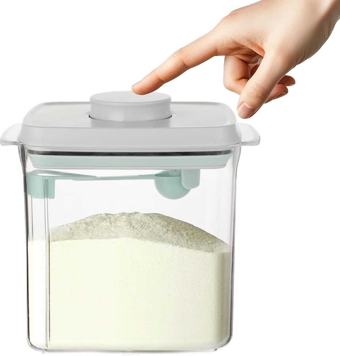 Melkpoederdispenser 1,7L - Verzegelde poederhouder met lepel - Draagbare melkpoederbox - Proteïnepoederopslagbox - Geschikt voor het bewaren van melkpoeder en proteïnepoeder