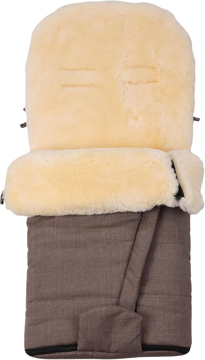 SnelShoppen - Lambskin Voetenzak voor Baby's, Cuddly Buggy Voetenzak voor Kinderwagen, Wind- en Waterdicht met Riemopeningen, Voetopening met Rits, 10