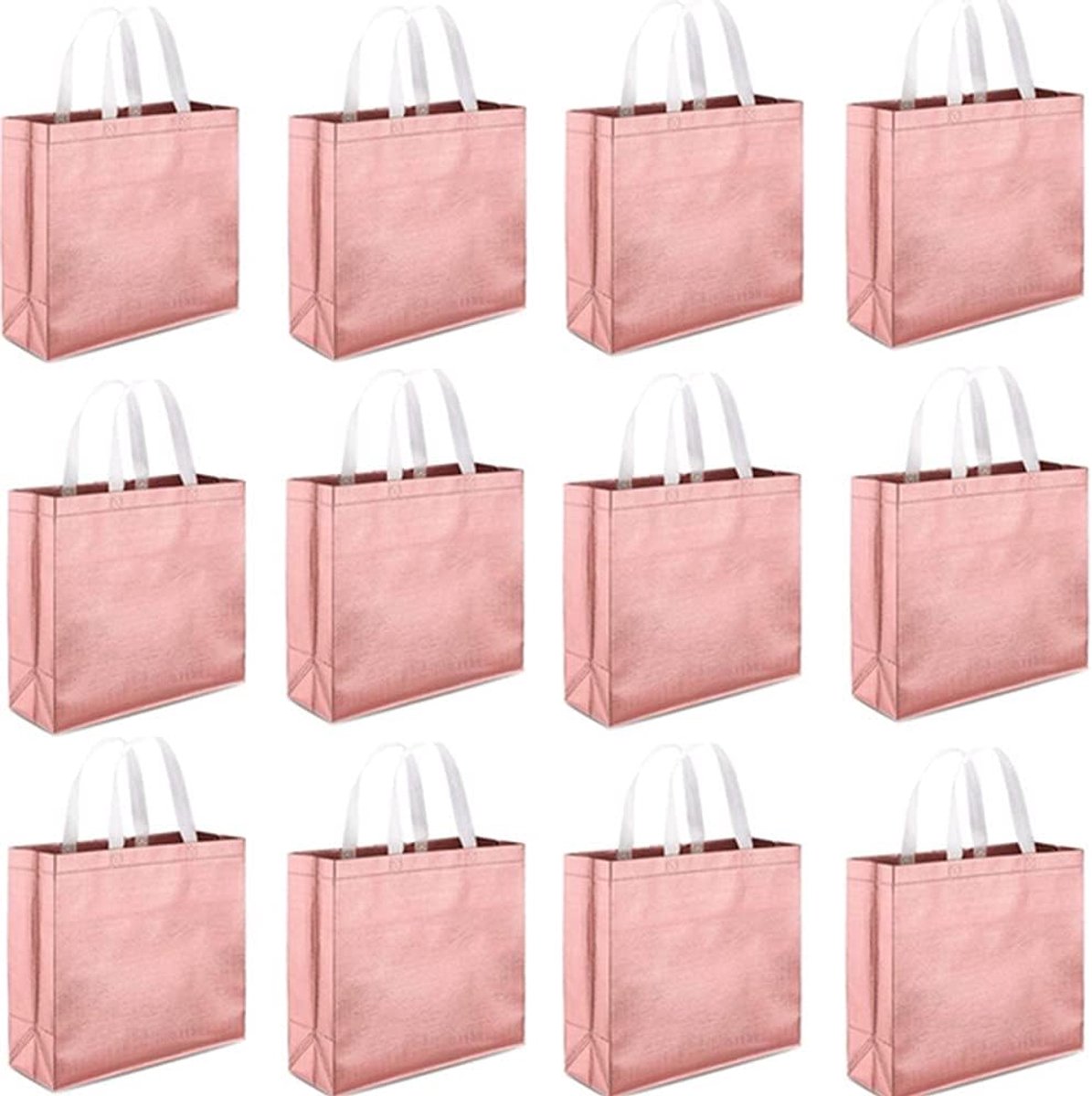 Herbruikbare boodschappentas, draagtas met handvat, niet-geweven stijlvolle geschenktas, voor feest, verjaardagbruiloft bruidsmeisje Kerstmis, Roségoud, Large