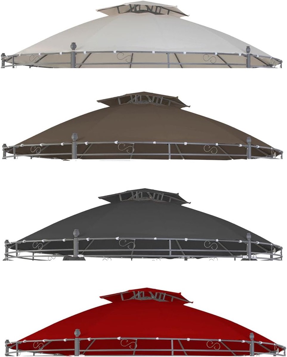 SnelShoppen - Vervangend Dak voor Tuinpaviljoen, Rond, 3.5 m, Waterdicht, Tuin Gazebo, Dakkap, Dubbel Dak, PU Coating, Kleur: Rood