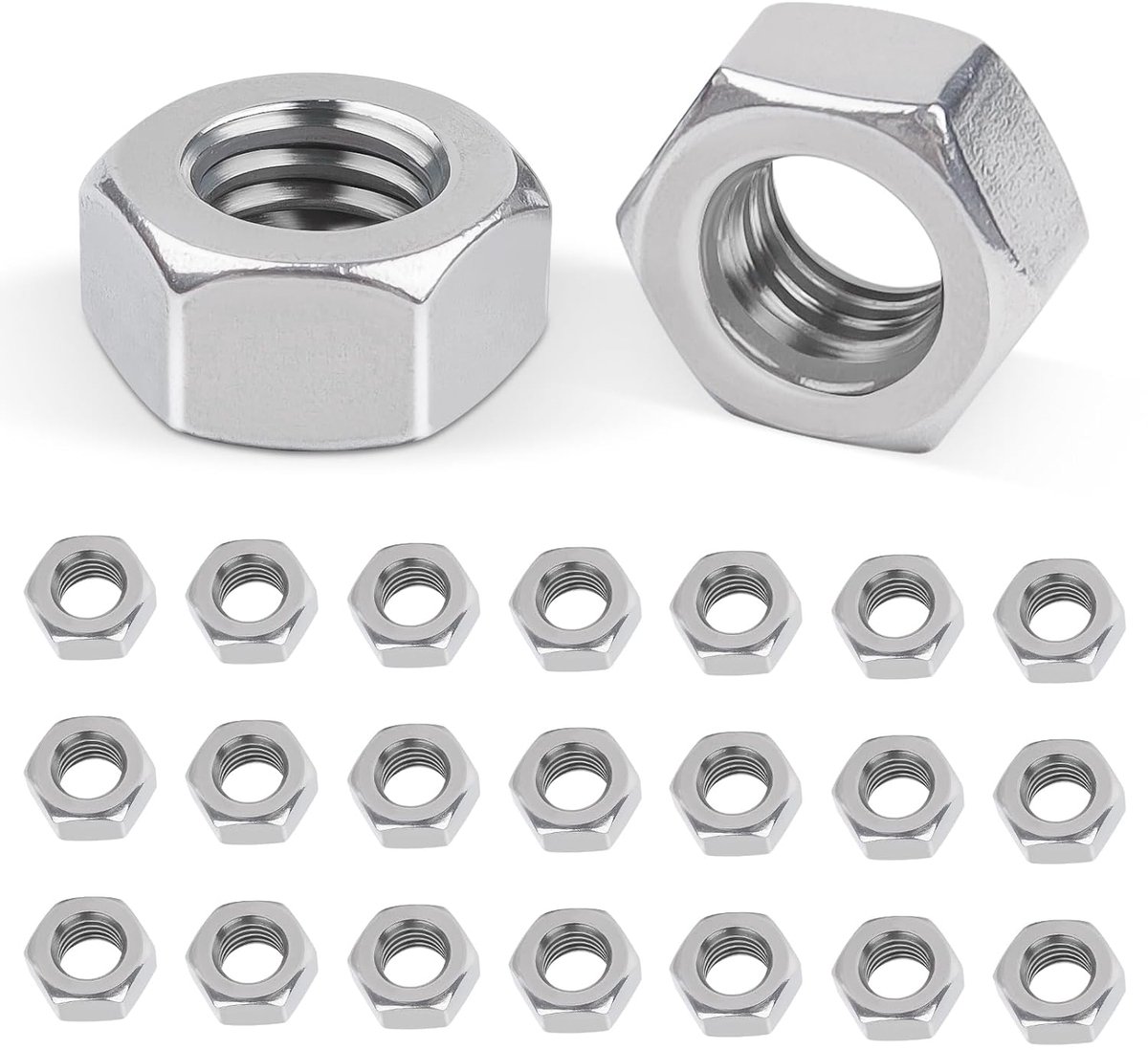 100 Stuks Zeskantmoeren M5 - DIN934 Koolstofstaal Hex Groefmoeren - Regelschroefdraad Moeren