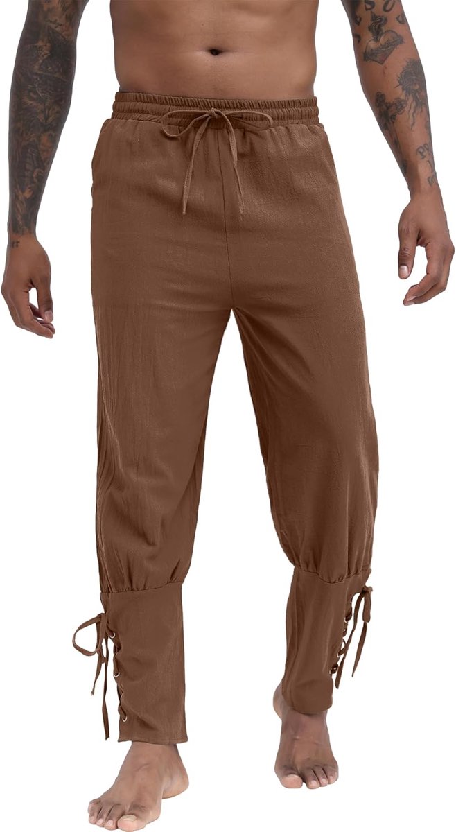 Piratenkostuum Vikingkostuum heren Viking broek heren middeleeuws vintage Viking broek heren