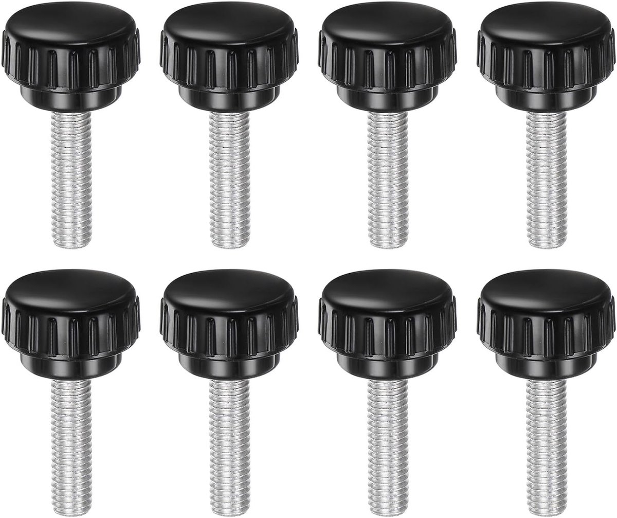 M8 x 30 mm gekartelde spanknoppen metrische buitendraad handvat type duimschroef 30 mm ronde kunststof kop met schroefdraad handschroef draaiknop zwart 8 stuks