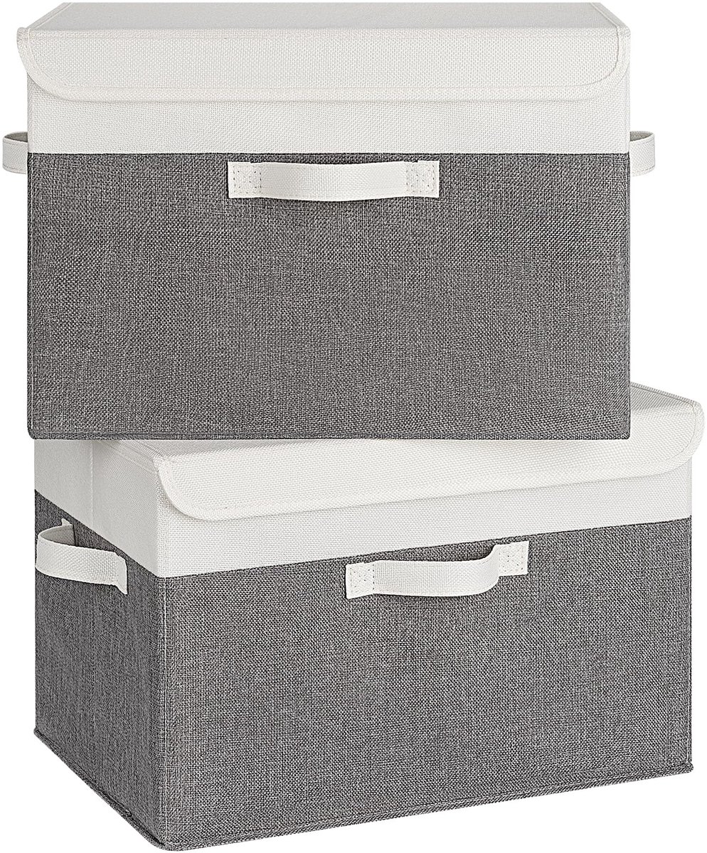 Omgoods- Opbergboxen met Deksel Groot - Opbergdozen - Opbergdozen Stof - Kledingkast Organizer - Set van 2 - Huishoudelijke Organisatie