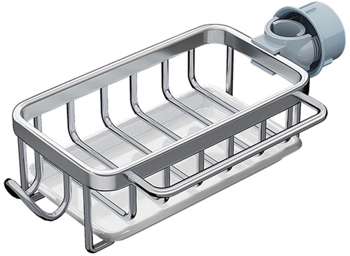Omgoods- Gootsteen Caddy Ruimtebesparend - Keukenkraan Organizer - Multifunctionele Organizer - Roestvrij Staal - Slimme Afwatering - Lekbak - Keukenorganizer