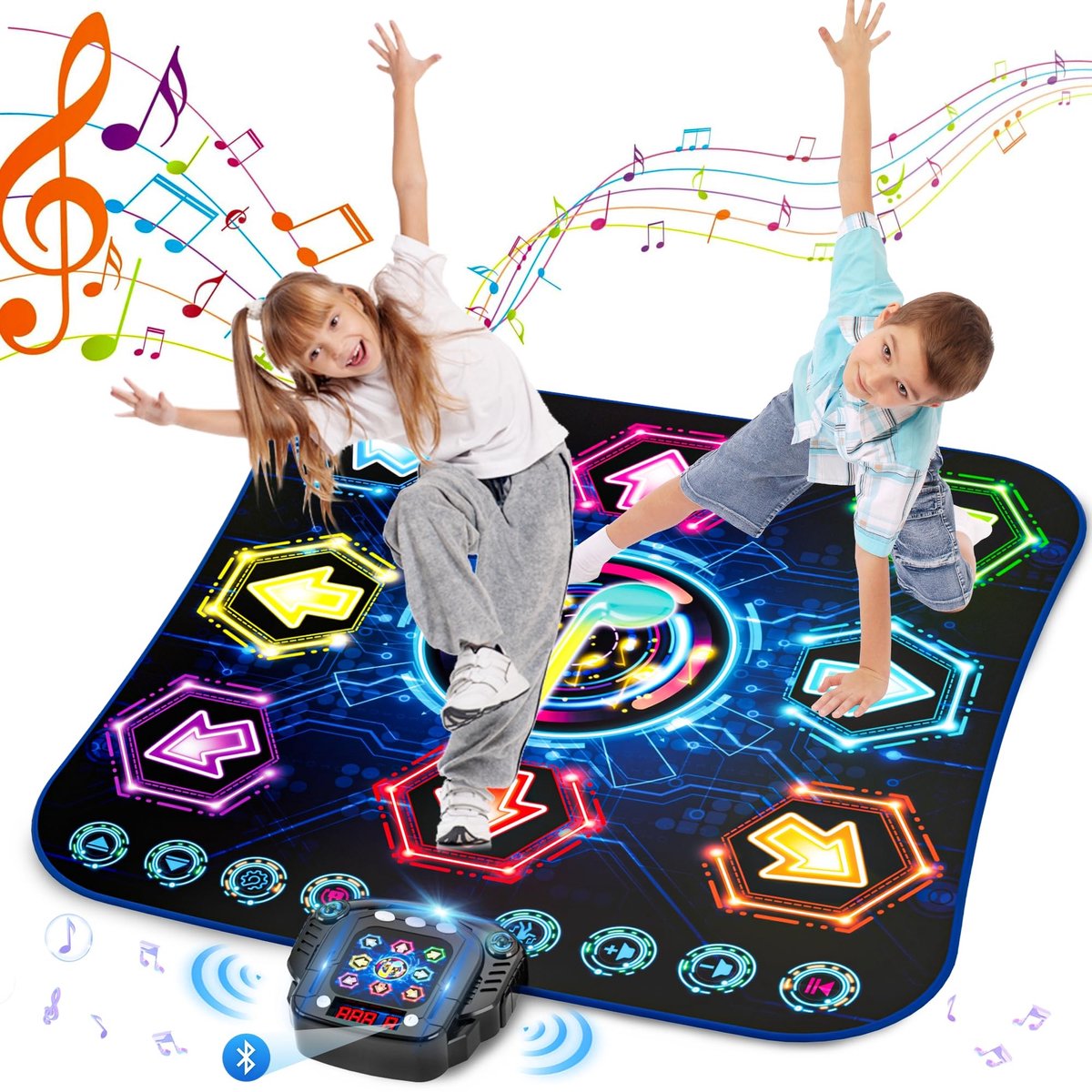 Omgoods - Lichtgevende Dansmat met Bluetooth en 8 Knoppen - Interactief Speelgoed voor Kinderen 3-12 Jaar