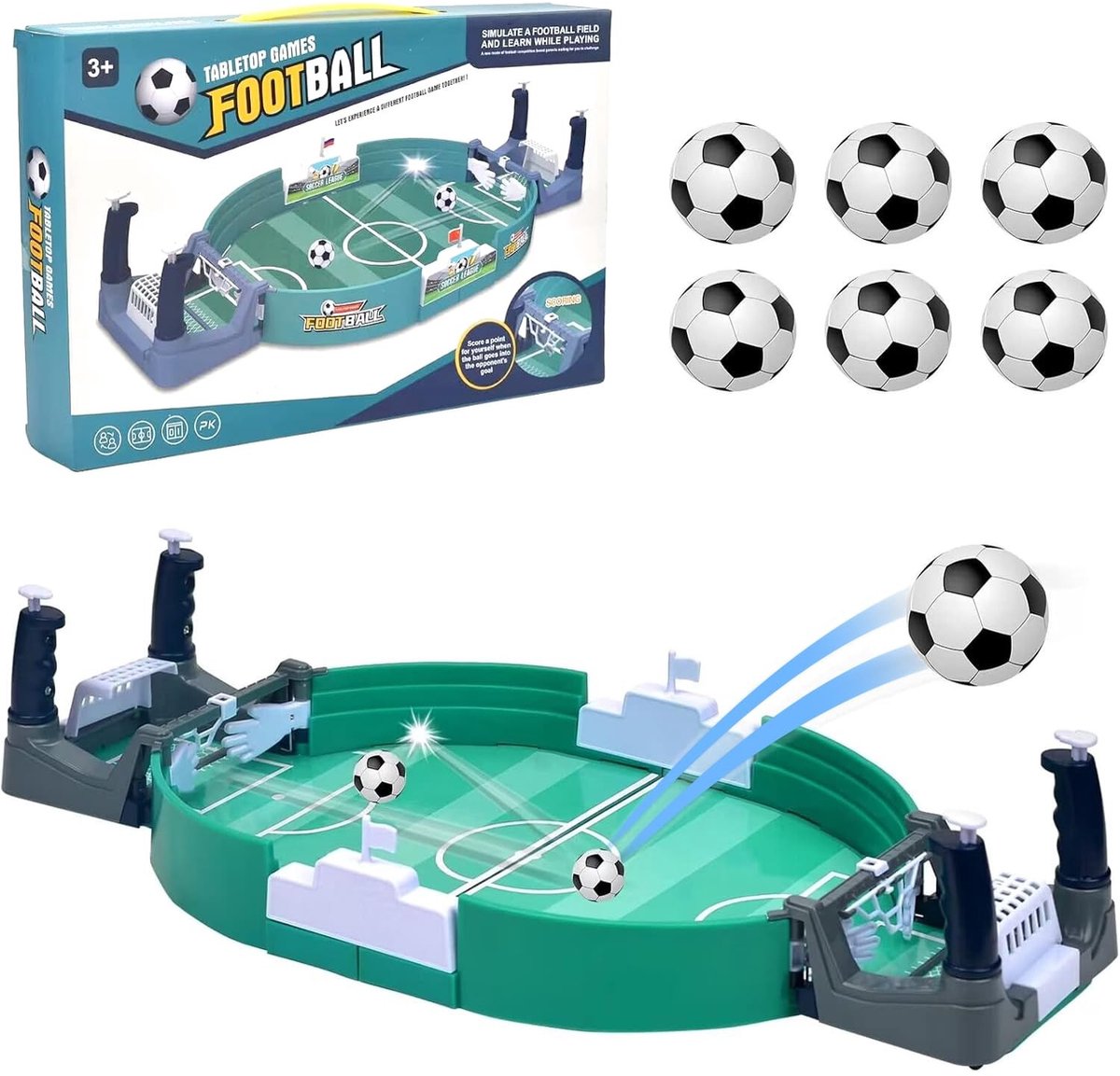 Omgoods- Tafelvoetbal Interactief Spel - Mini Tafelvoetbal - Voetbalgeschenk voor Kinderen - Buitenspeelgoed - Familie Spel - 42x21 cm - Foosball