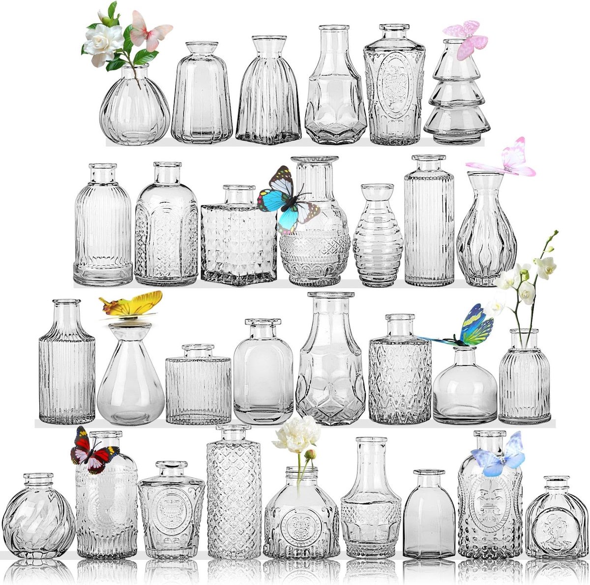 Omgoods - Set van 30 Glas Bud Vazen voor Bloemen en Decoratie