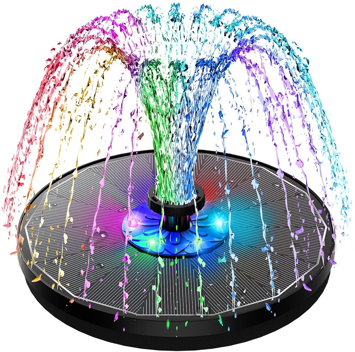 Omgoods - Solar Fontein met LED Verlichting voor Tuin en Vogelbad