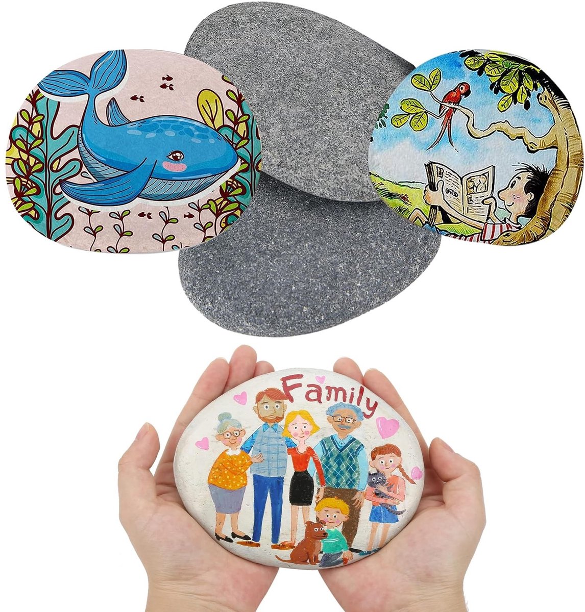 Omgoods - Set van 4 Natuurlijke Verfstenen voor Creatief Schilderen en Decoratie