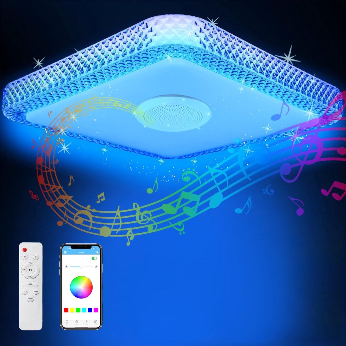 Omgoods - Dimbare 30W Plafondlamp met RGB en Bluetooth Muziekspeaker