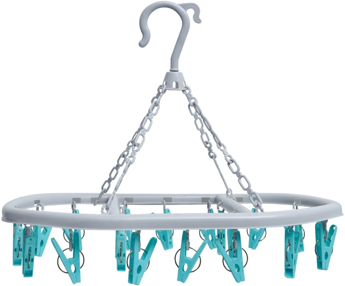 Omgoods - Sokhanger voor Kledinglijn - 20 Stuks voor Efficiënt Droogproces - Aqua Blauw & Grijs