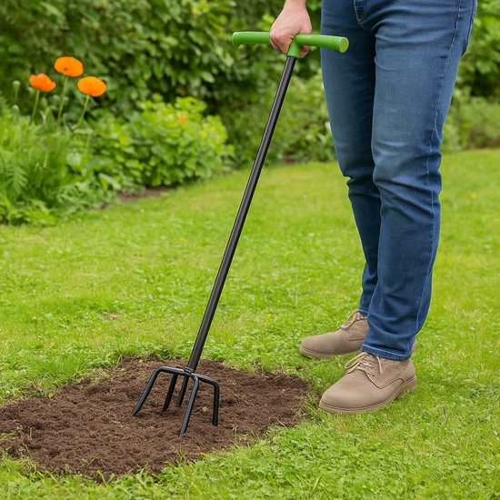 Kinzo Woelvork 96cm - Tuinklauw en Cultivator - Aarde Losmaken, Onkruid Wieden, Grond Beluchten, Kultiveren - Zilver van Kinzo — afbeelding 3