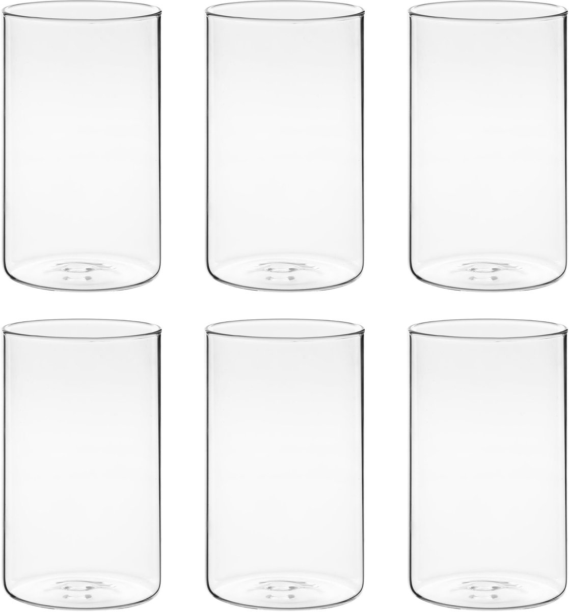 Omgoods- Glazen Vaas 15 cm Hoog - Glazen Vazen voor Bloemen - Transparante Cilinder Vaas - Decoratie voor Huis & Bruiloft - Set van 6 - Bloemenvazen