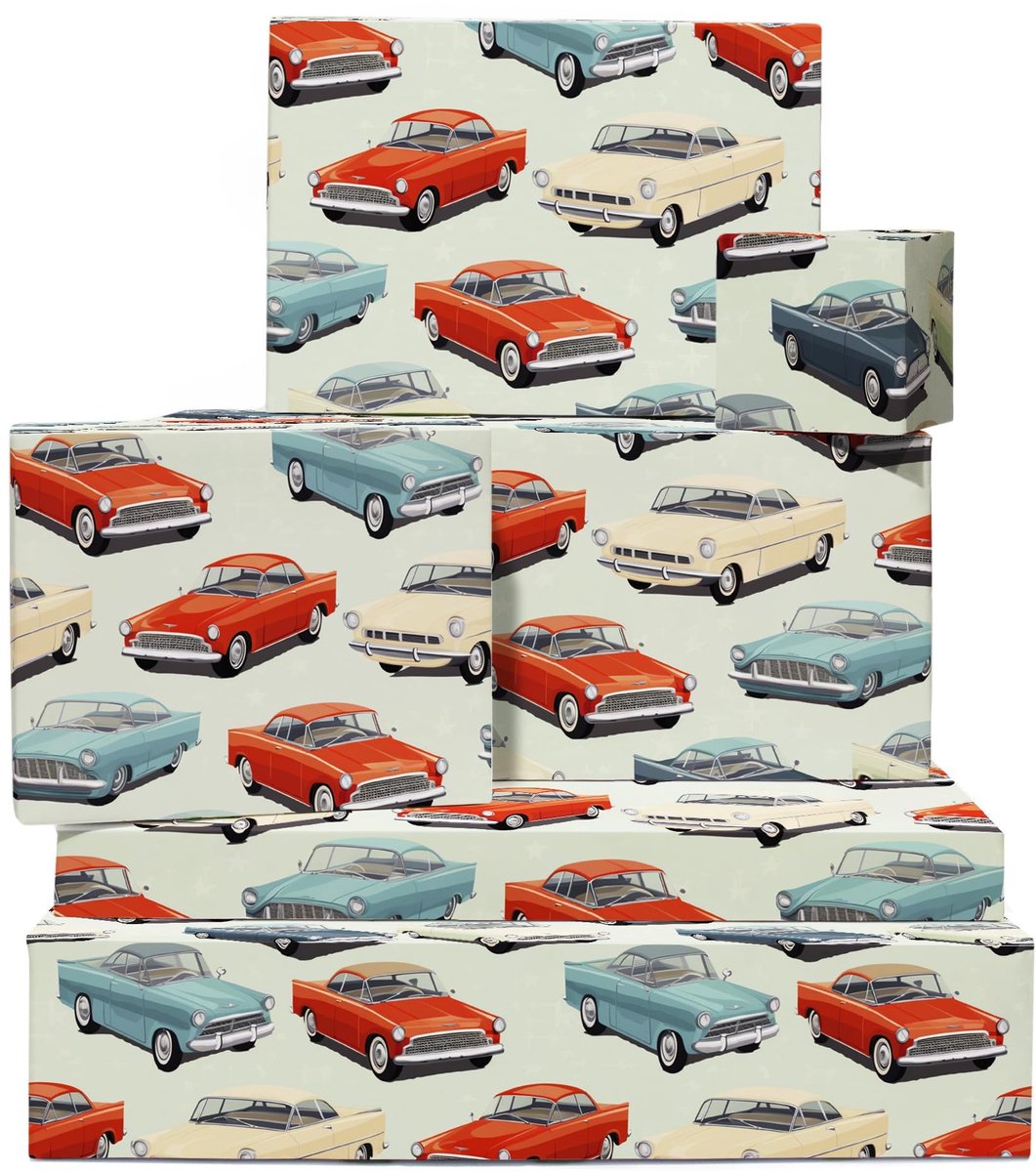 Omgoods - Retro Cadeaupapier met Vintage Auto's