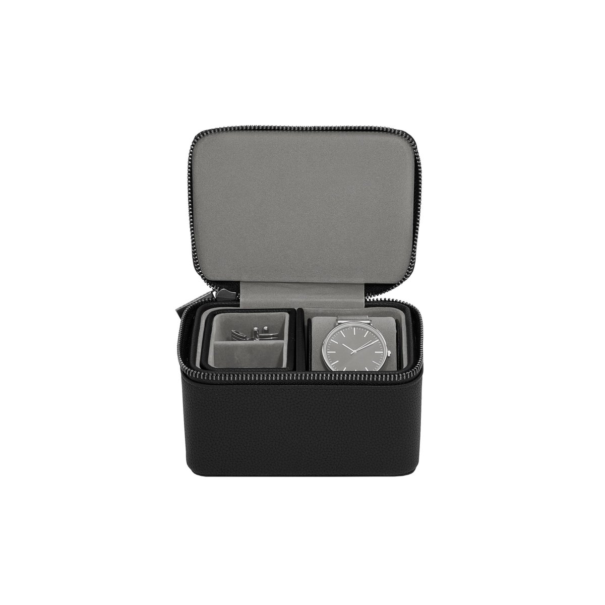 Omgoods - Pebble Zwarte Horloge- en Cufflinkbox voor Stijlvolle Opberging
