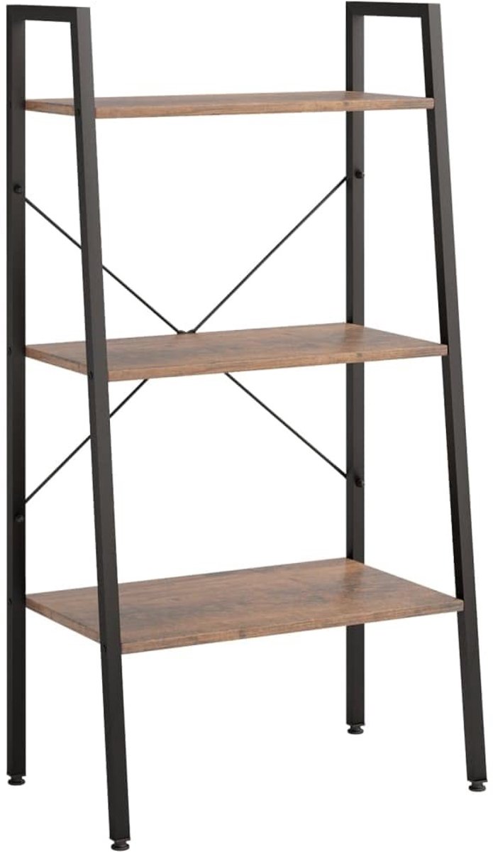 Omgoods - 3-Ladige Opslagunit met Stalen Frame en Houten Planken