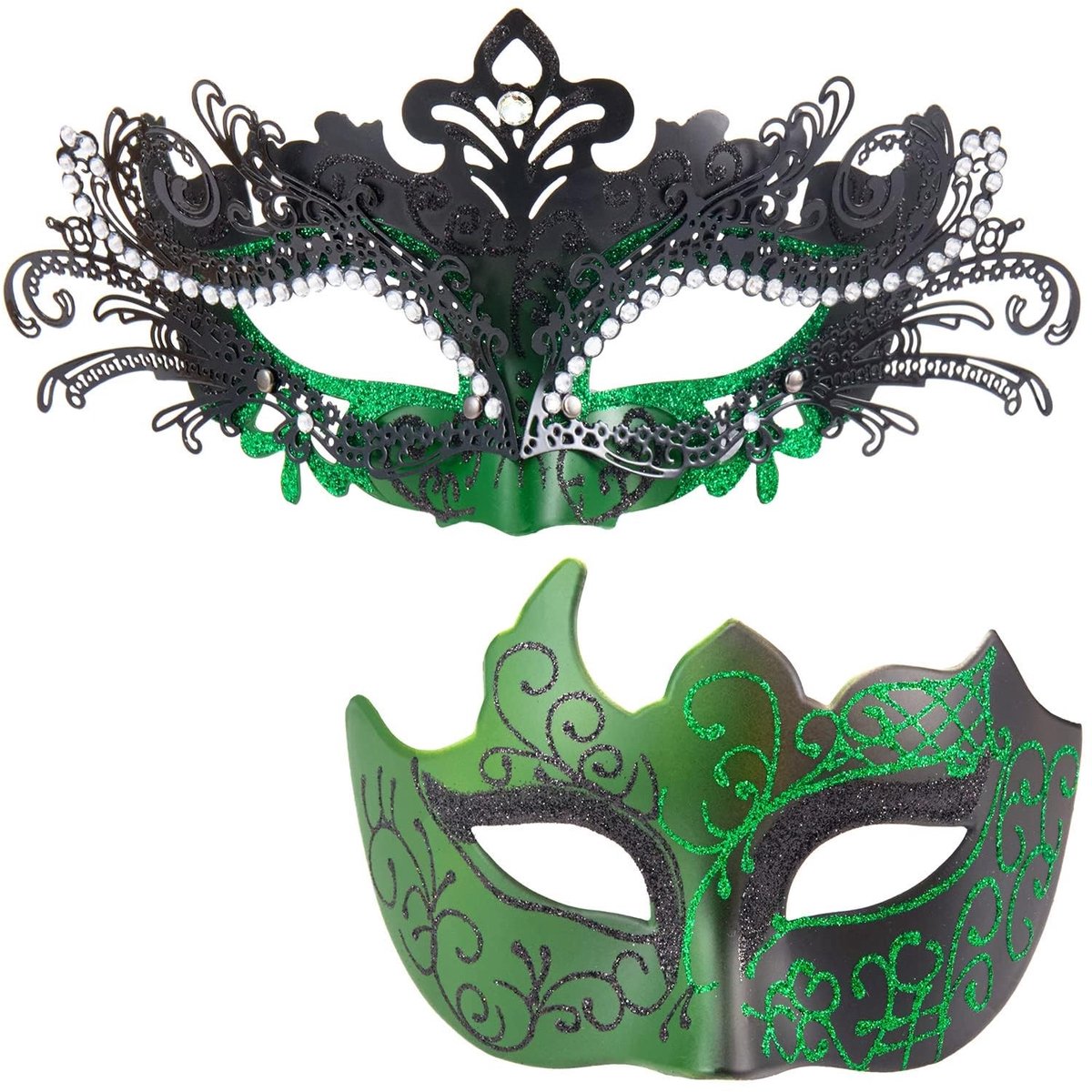 Omgoods - Venetiaans Masker voor Koppels & Mardi Gras, Groen, Eén Maat
