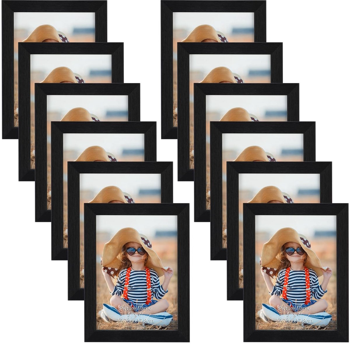 Omgoods - Set van 12 Zwarte Fotolijsten voor Muurdecoratie