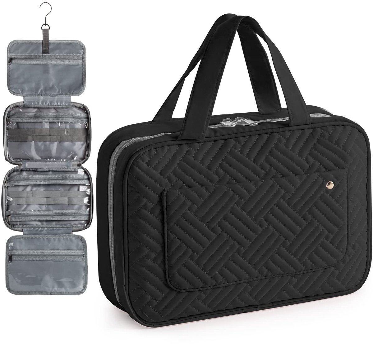 Omgoods - Flannelette Toilettas met 360° Rotatiehaak - Organizer voor Make-up en Reisbenodigdheden