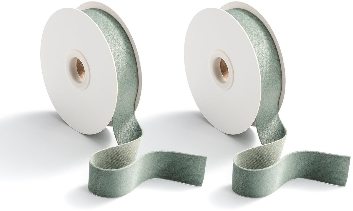 Omgoods - Satin Cadeau Ribbon Groen 25mm x 9m, Set van 2 Rollen
