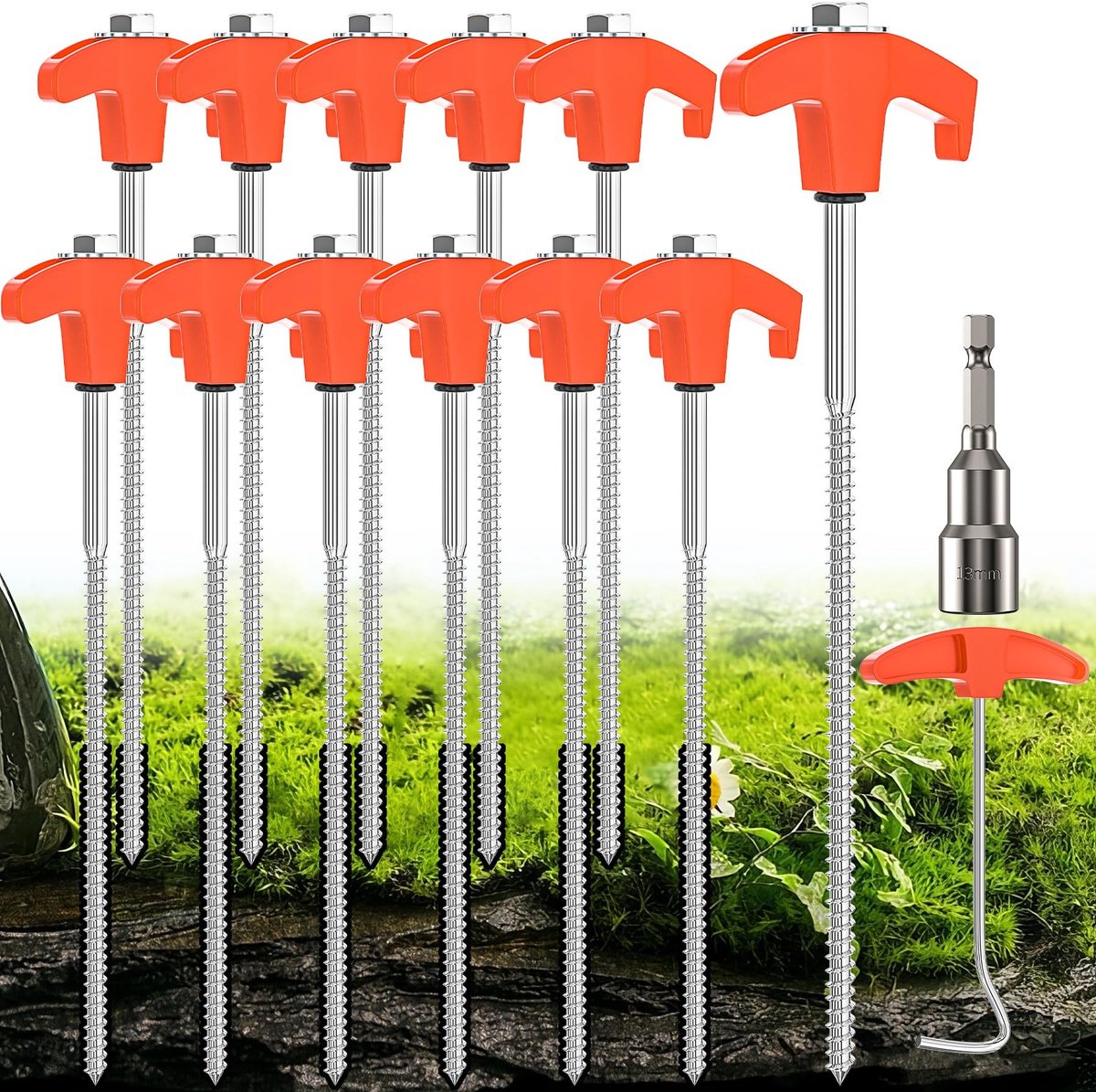 Omgoods - Set van 12 Stalen Tentpinnen voor Camping