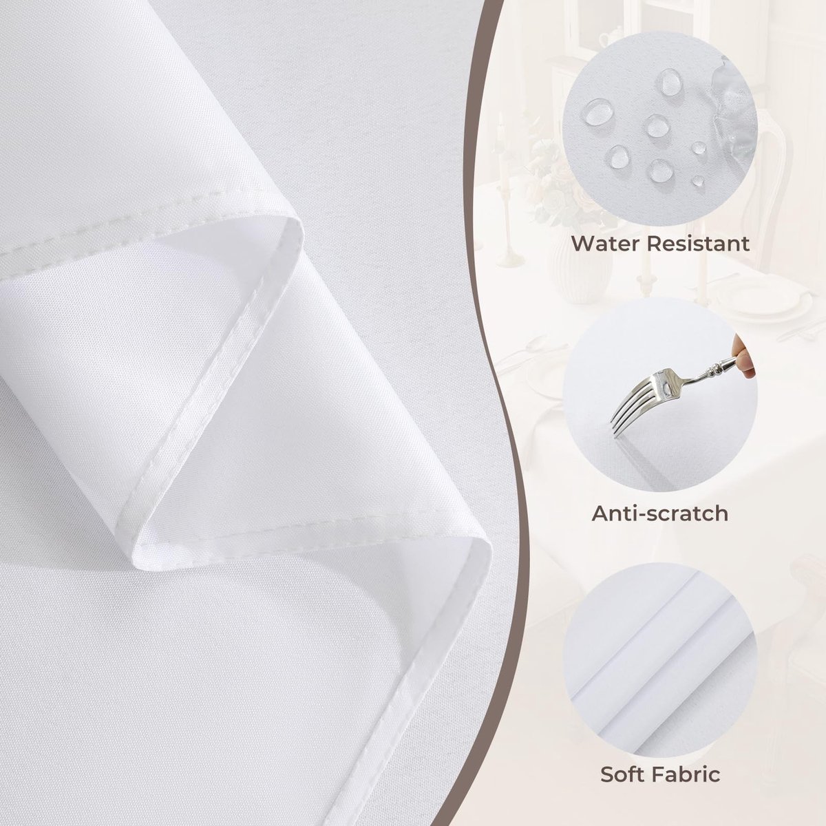 Omgoods - Witte Ronde Tafelkleed 180 cm Wasbaar en Waterafstotend