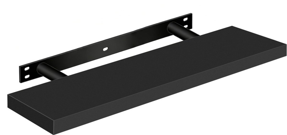 HÜSQ zwevende Wandplank – 80 cm lang – met montage pluggen en vijzen – Boekenplank in hout - zwart
