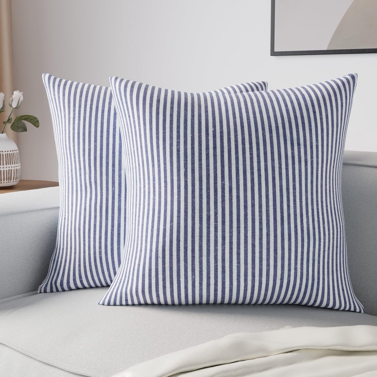 Omgoods - Set van 2 Decoratieve Kussenhoezen 50 x 50 cm Navy Blauw