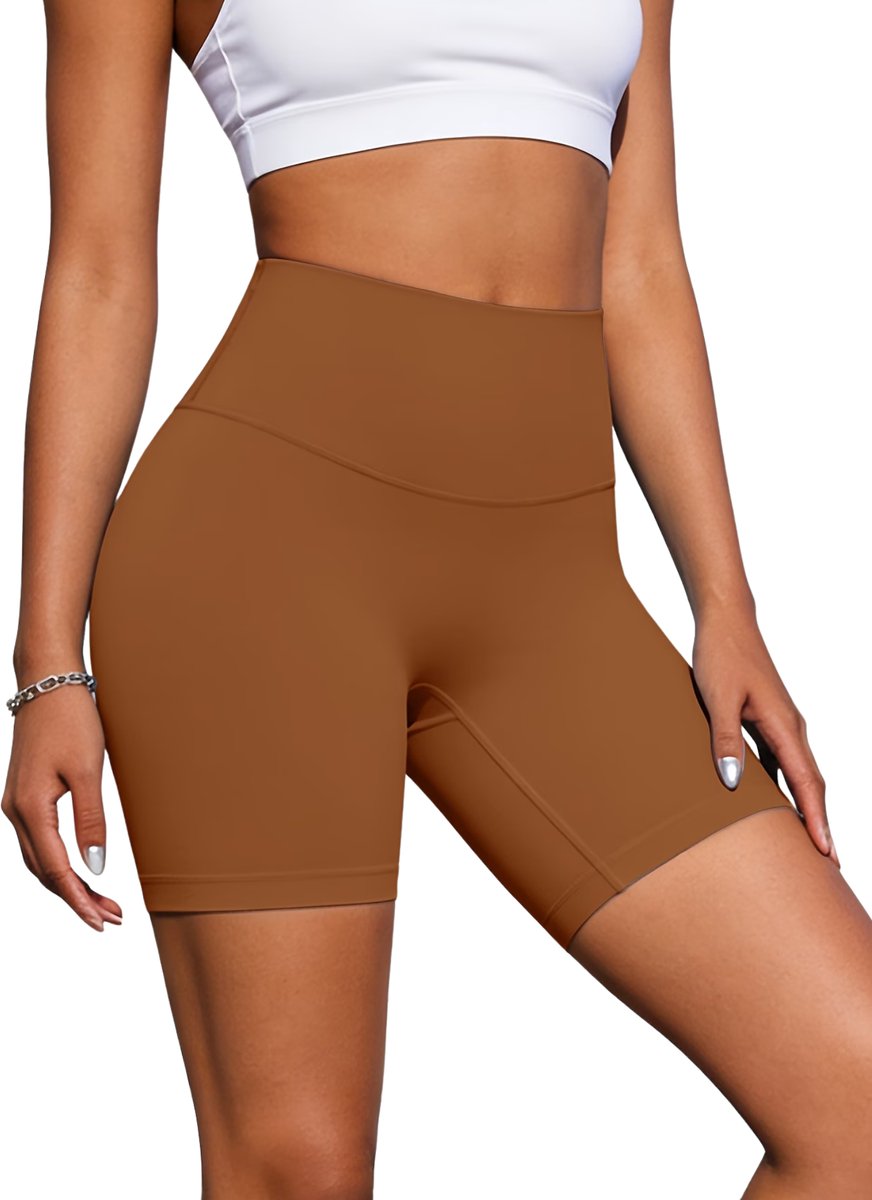 Currero Biker Short Dames Gymshort Korte Legging Lange Onderbroek Bikershort Met Pijpjes Baksteenrood