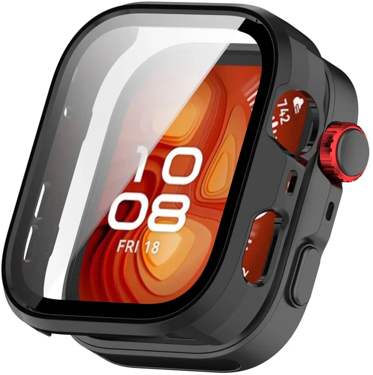 Strap-it hard case hoesje met glasplaat geschikt voor Huawei Watch Fit 5 (zwart) – stevige beschermcase met geïntegreerde screen protector – optimale kras- en stootbescherming voor je smartwatch
