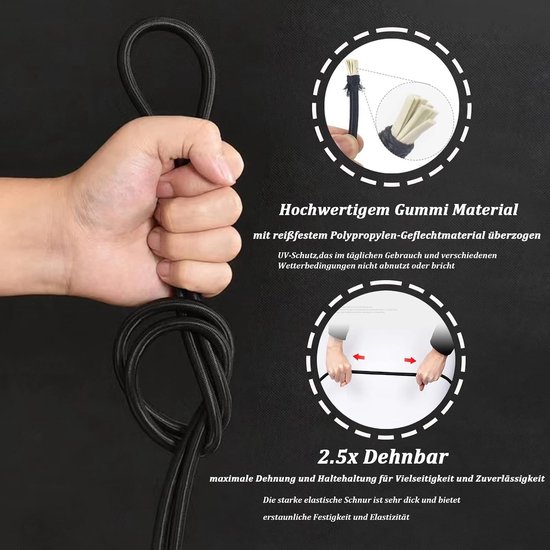 Bungee Cords Set van 4, 60cm Lange Elastische Spanners voor Bagage, Camping en Zeilen, Weerbestendig en Duurzaam — afbeelding 2